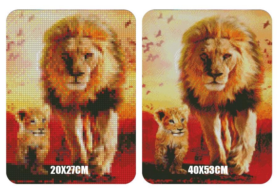 Amazello home decor 5D Diamond Painting Father and Son Lion