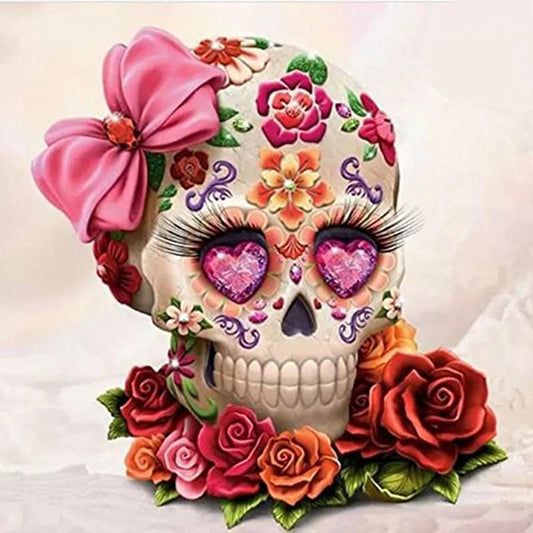 Amazello home decor 5D Diamond Painting Pink Skull