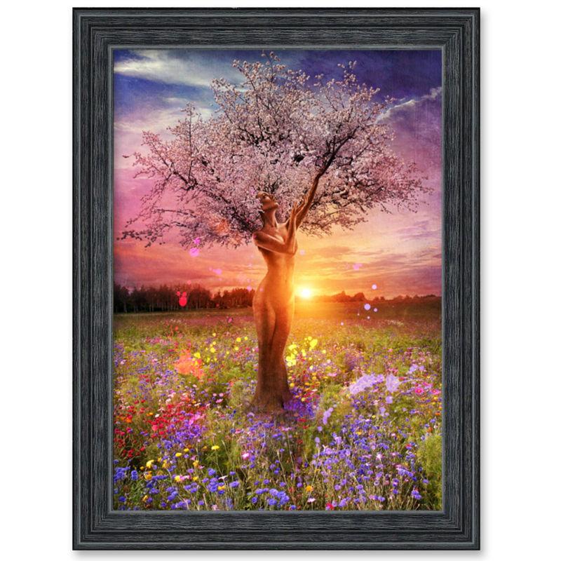 Amazello home decor 5D Diamond Painting  Woman in Tree as Nature