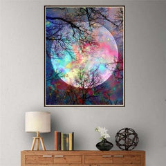 5D Diamond Painting Colorful Mysterious Full Moon - Amazello