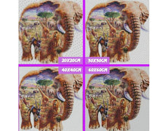 5D Diamond Painting Elephant and Lion and Leopard
