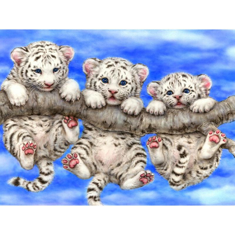 Amazello home decor 5D Diamond Painting Three Little Tigers