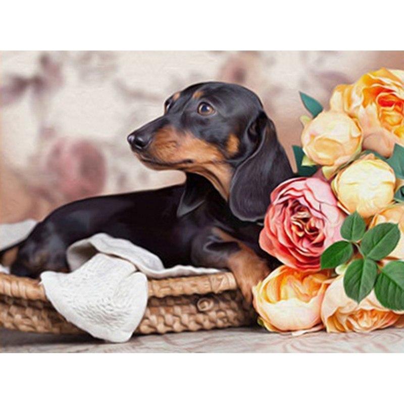 Amazello home decor 5D Diamond Painting Dachshund