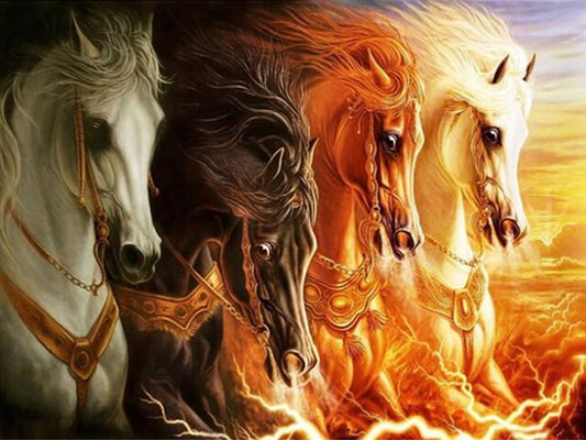 Amazello home decor 5D Diamond Painting Fire Horse Spirits