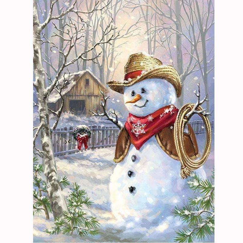 Amazello home decor 5D Diamond Painting Cowboy Snowman