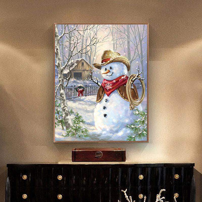 Amazello home decor 5D Diamond Painting Cowboy Snowman