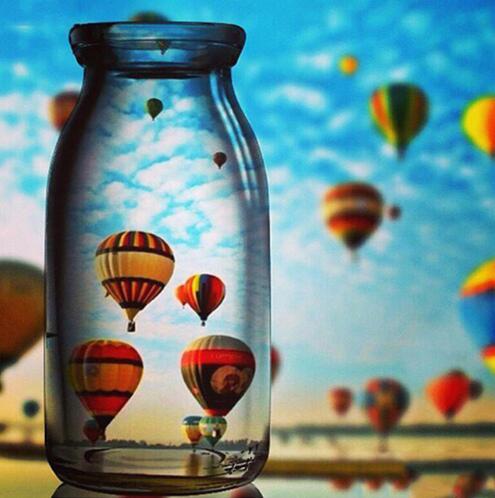 Amazello home decor 5D Diamond Painting Air Balloons in a Jar