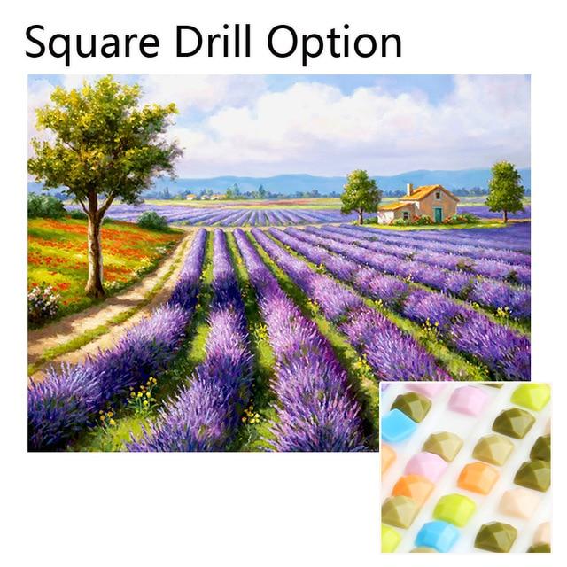 Amazello home decor Square Drill / 20X27 cm 5D Diamond Painting Lavender