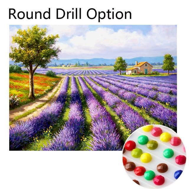 Amazello home decor Round Drill / 20X27 cm 5D Diamond Painting Lavender