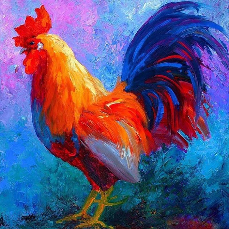 Amazello home decor 5D Diamond Painting Colorful Chicken Rooster