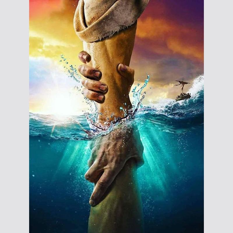 Amazello home decor 5D Diamond Painting Hands and Sea