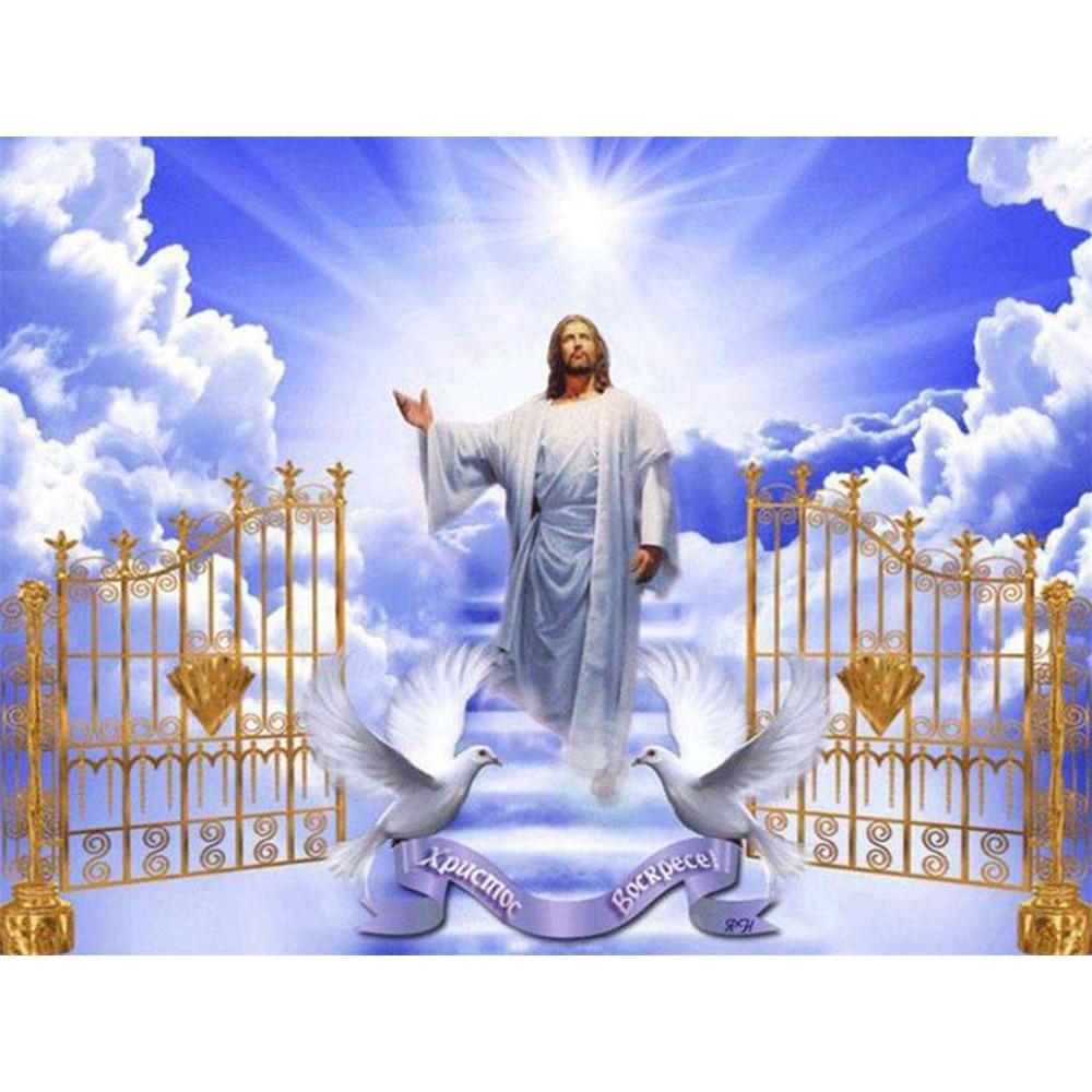 Amazello home decor 5D Diamond Painting Jesus Welcoming to the Kingdom of Heaven