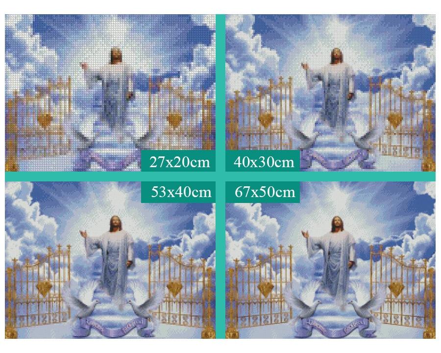 Amazello home decor 5D Diamond Painting Jesus Welcoming to the Kingdom of Heaven