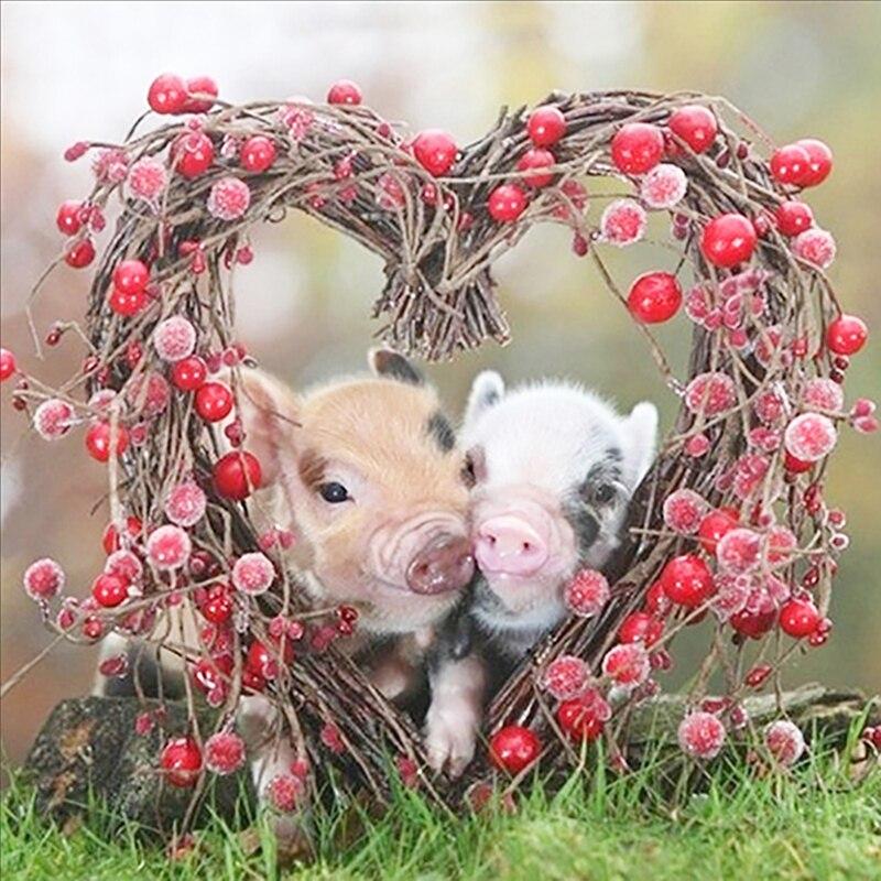 Amazello home decor 5D Diamond Painting Piglets in Love