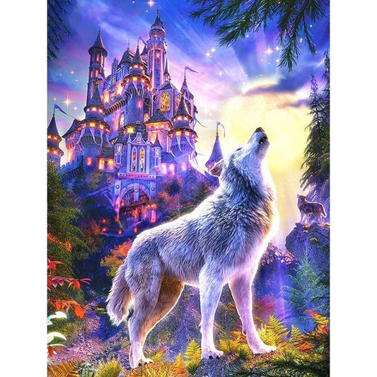 Amazello home decor 5D Diamond Painting Magical Wolf Howling