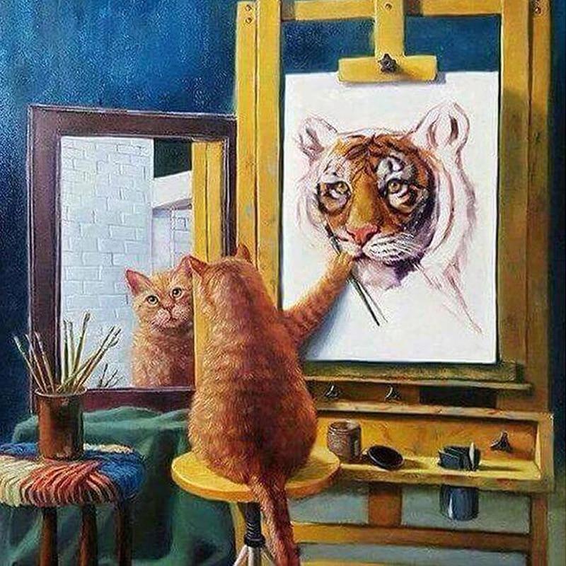 5D Diamond Painting Painter Cat