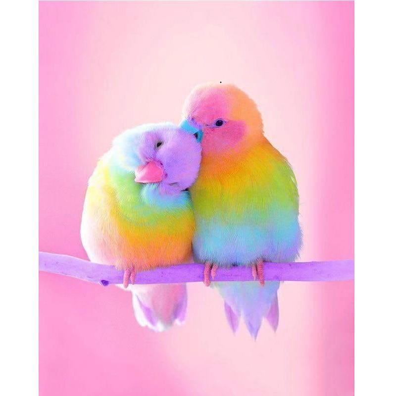 Amazello home decor 5D Diamond Painting Rainbow Love Birds