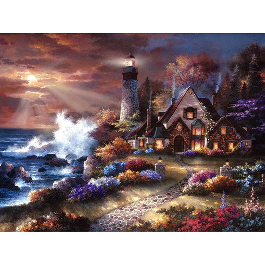 Amazello home decor 5D Diamond Painting Lighthouse